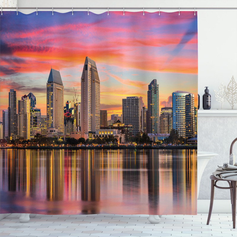 USA Downtown at Sunset Shower Curtain