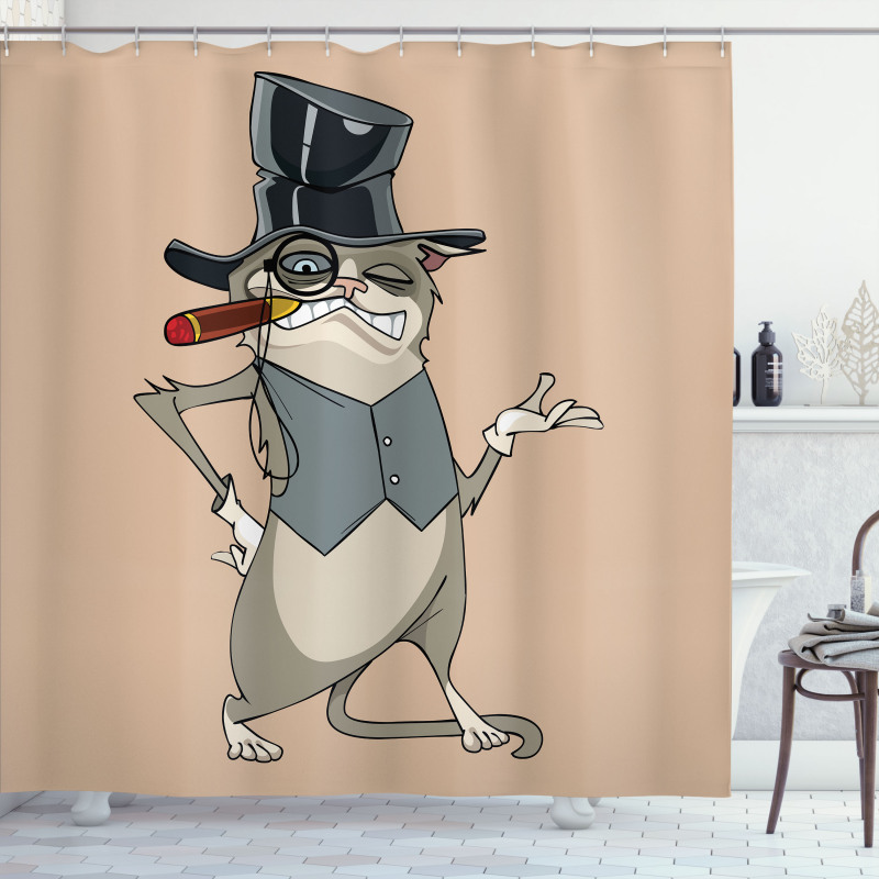 Funny Gentleman Cat Monocle Shower Curtain