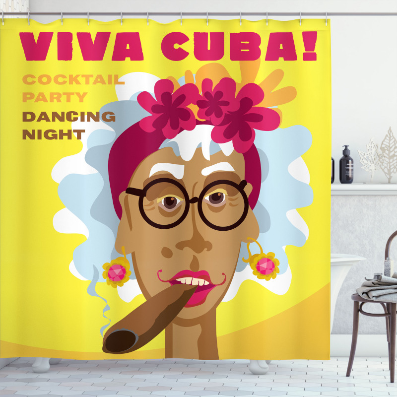 Cuban Woman Caricature Art Shower Curtain