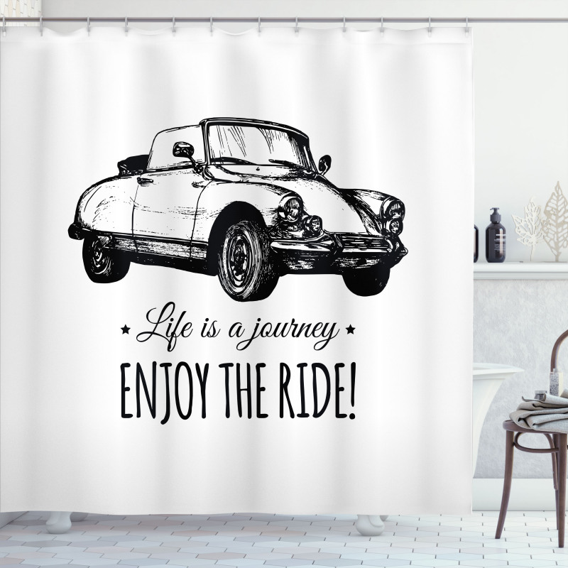 Hand Sketched Car Shower Curtain