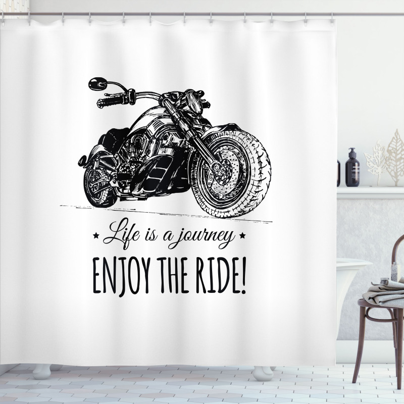 Hand-drawn Motorbike Shower Curtain