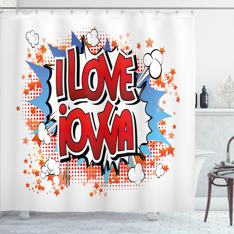 I Love Iowa Comic Book Shower Curtain