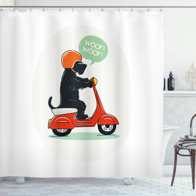 Scooter Ridding Puppies Shower Curtain