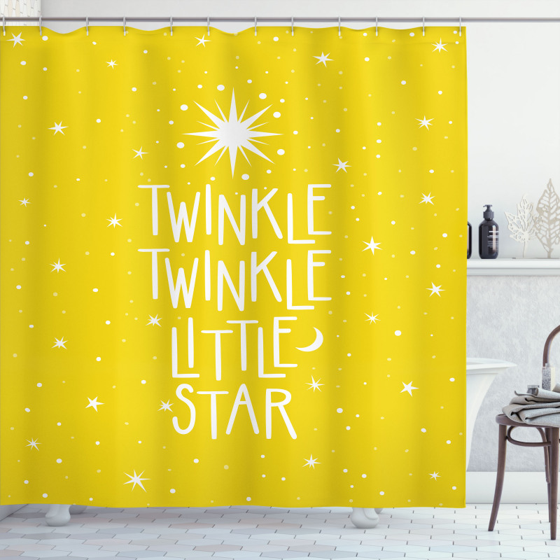 Doodled Stars and Crescent Shower Curtain