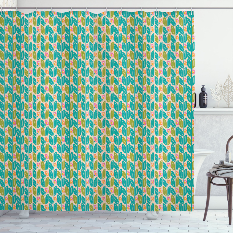 Geometric Botany Pattern Shower Curtain