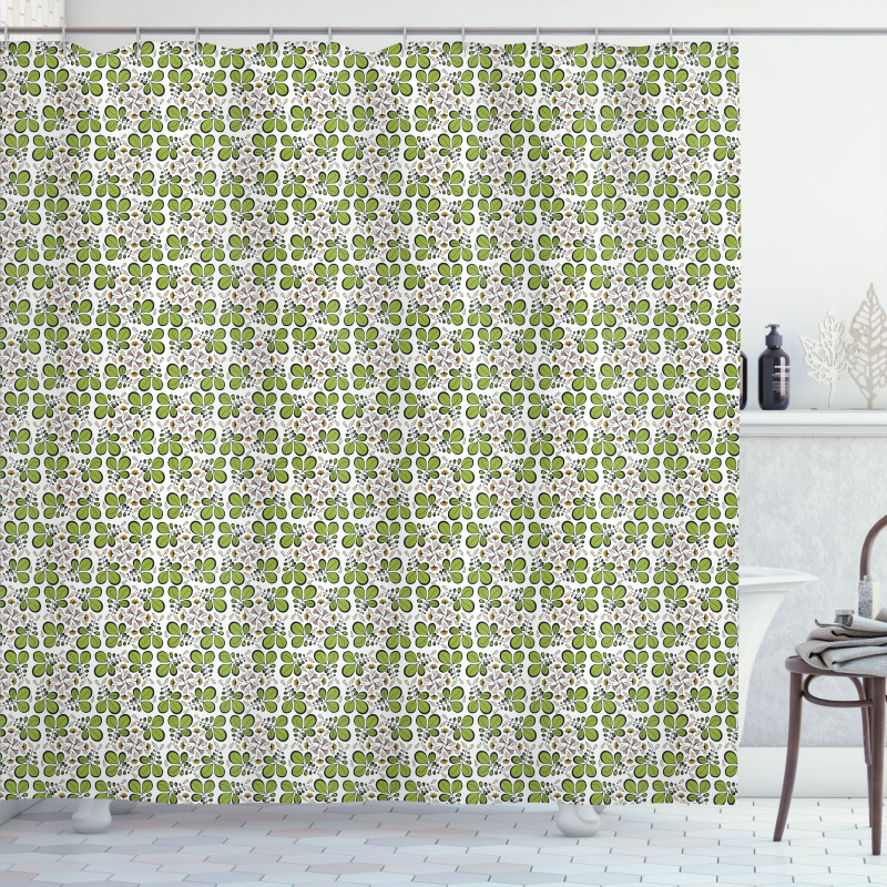 Botanical Ornament of Leaves Shower Curtain