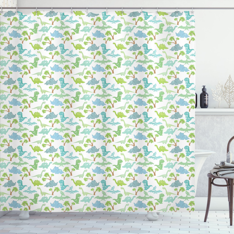 Baby Dinosaurs Cartoon Shower Curtain