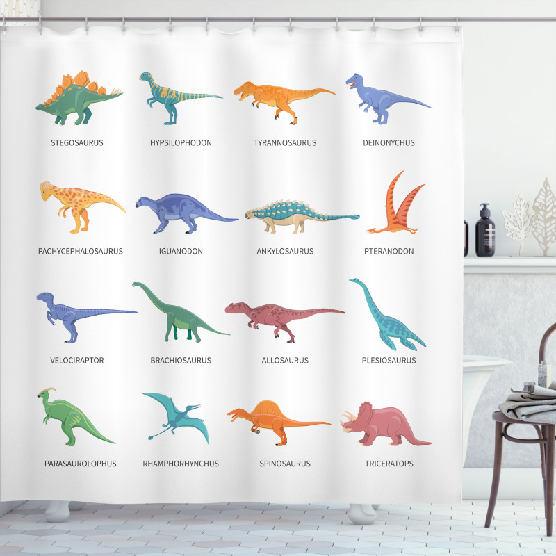 Jurassic Fossil Dinos Shower Curtain