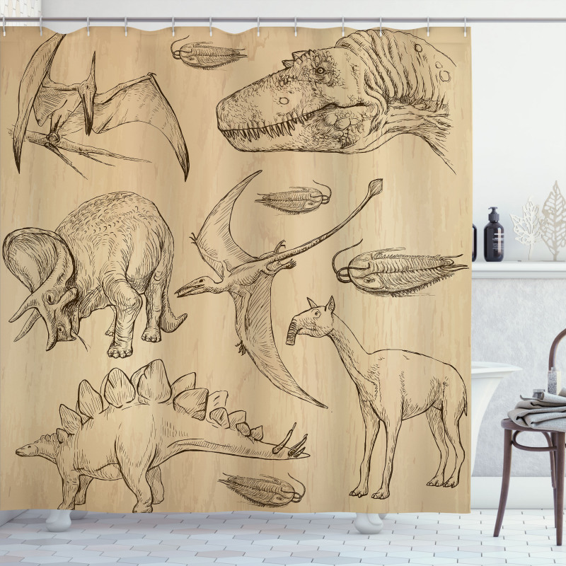 Vintage Sketch Animals Shower Curtain