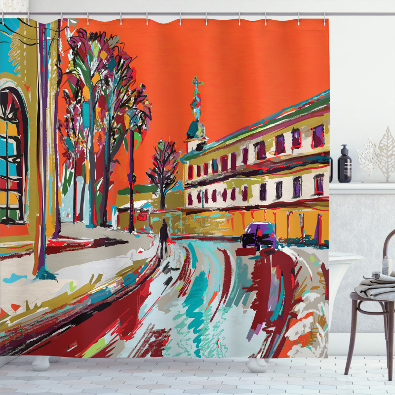 Historical Town Painting Shower Curtain
