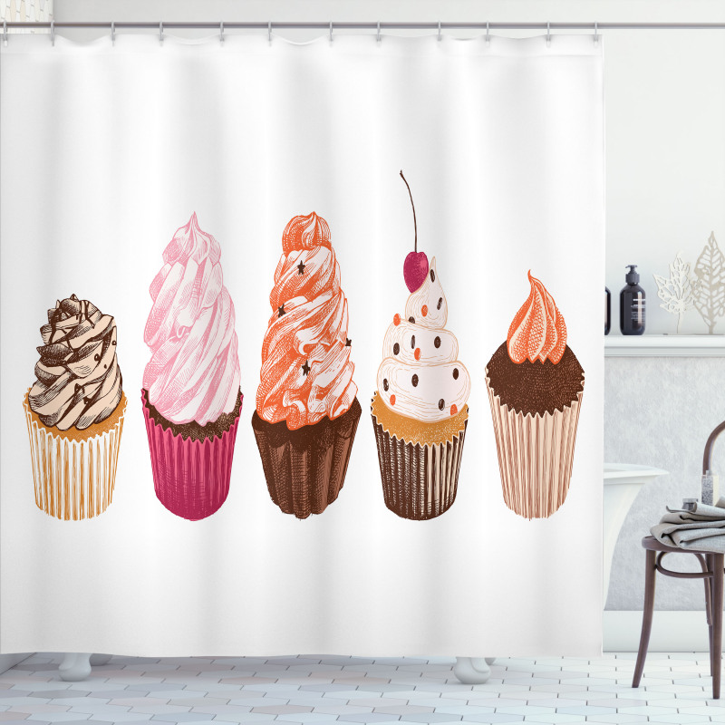 Cakes with Frosting Topping Shower Curtain