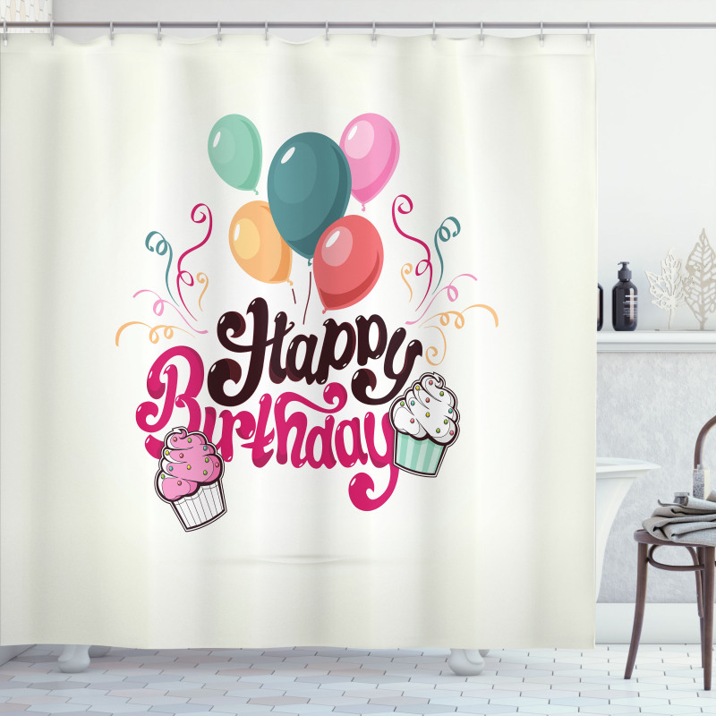 Happy Birthday Party Theme Shower Curtain