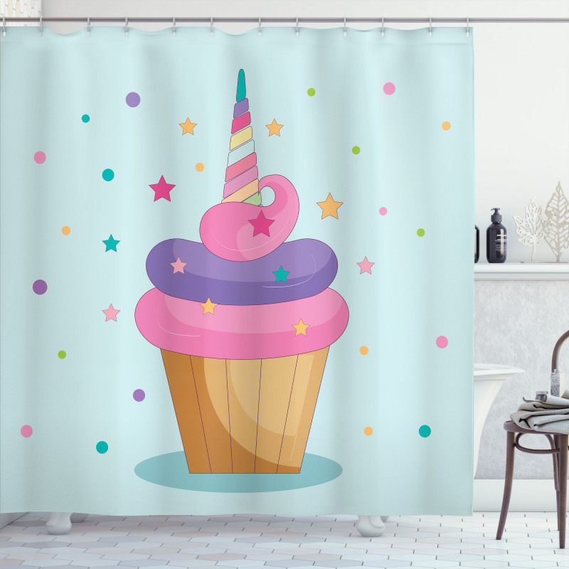 Unicorn Cake Fairy Rainbow Shower Curtain