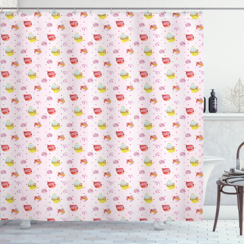 Roses Dots Valentines Day Shower Curtain