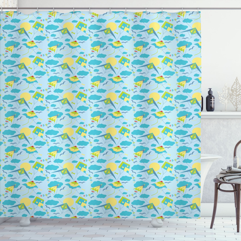 Summer Season Activity Theme Shower Curtain