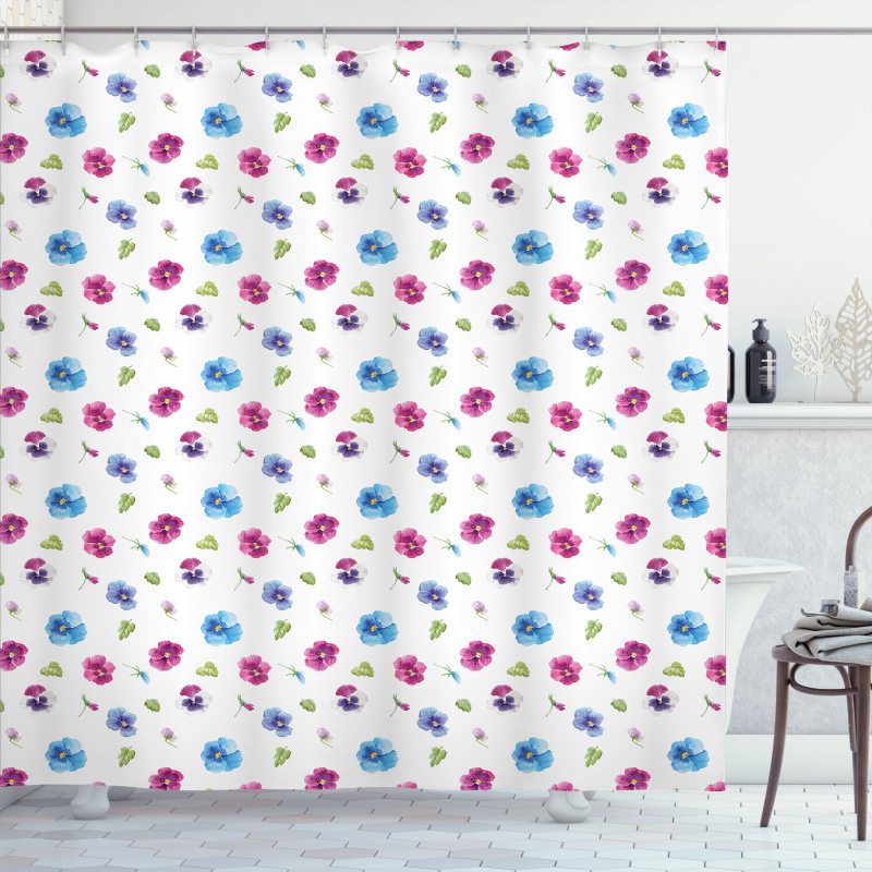 Pansy Petals and Sprouts Shower Curtain