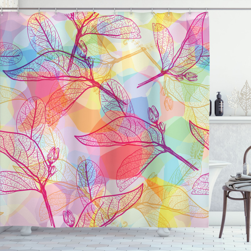 Colorful Abstract Foliage Shower Curtain