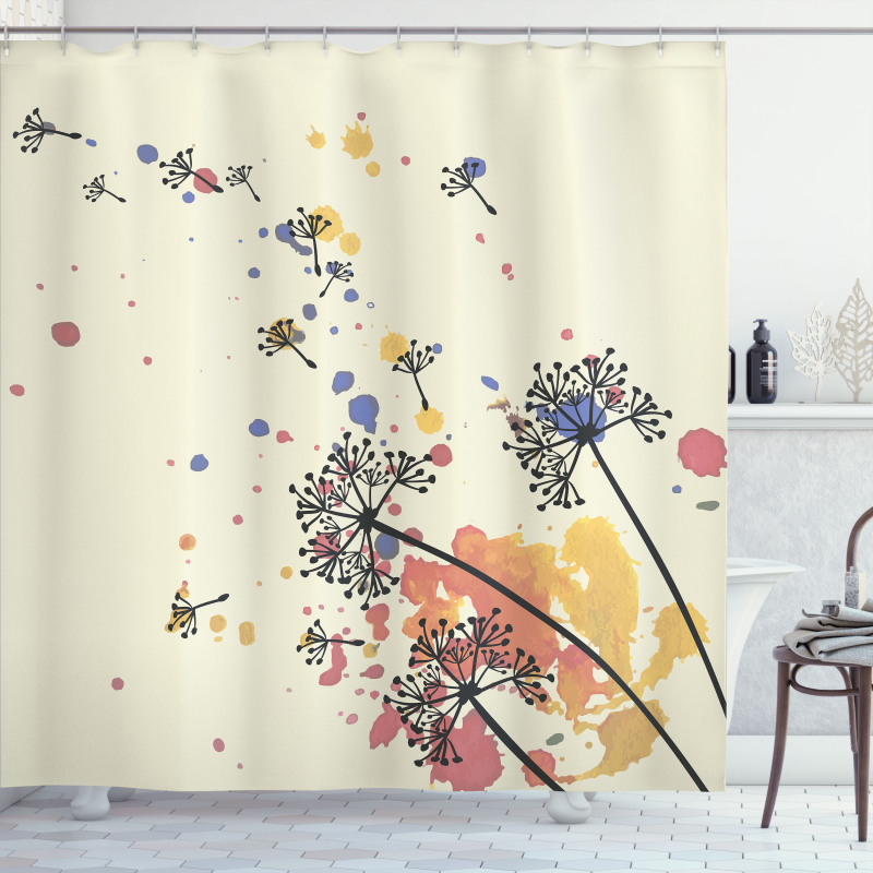 Blowball Seed Color Stain Shower Curtain