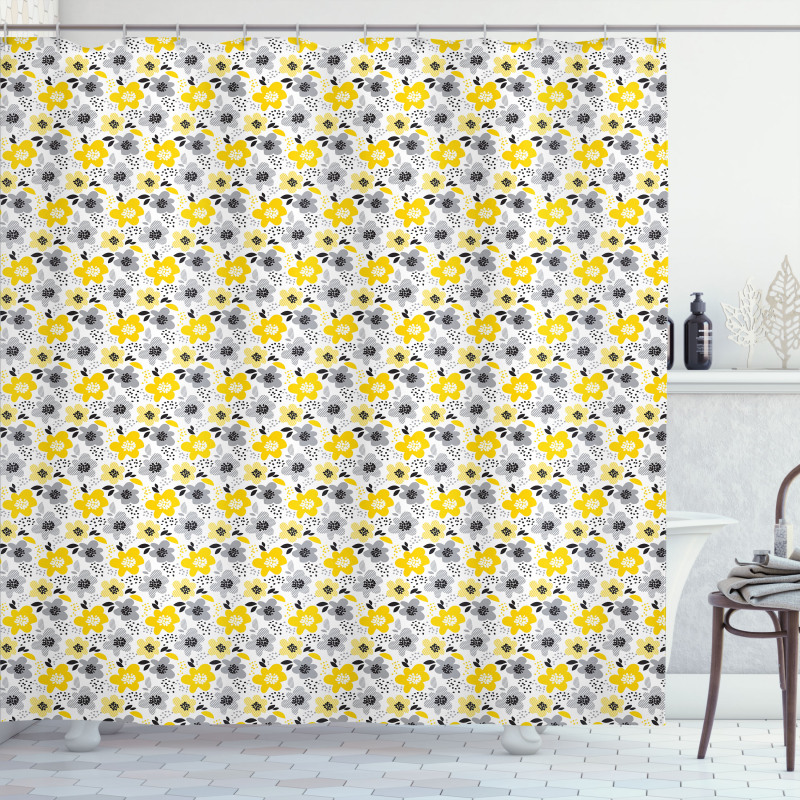 Modern and Abstract Flowers Shower Curtain