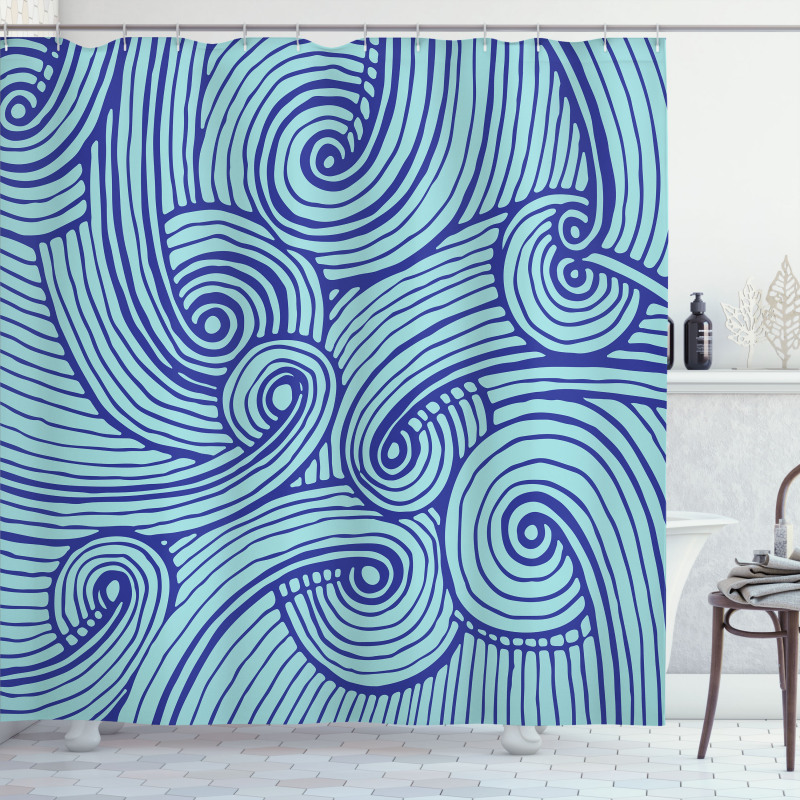 Abstract Spirals Wavy Ocean Shower Curtain