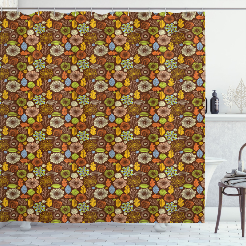 Fall Season Colors Flowers Shower Curtain