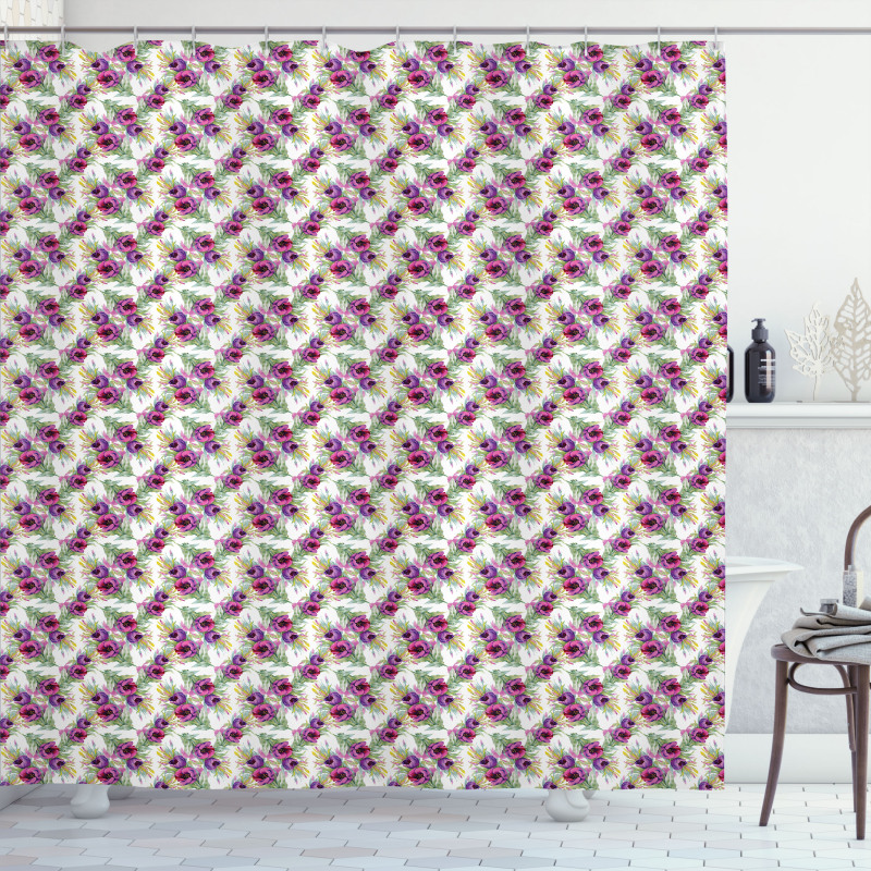 Rows of Purplish Flowers Shower Curtain