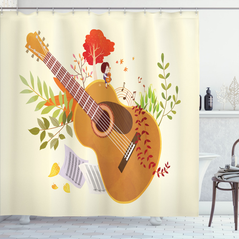 Spring Guitar Composition Shower Curtain