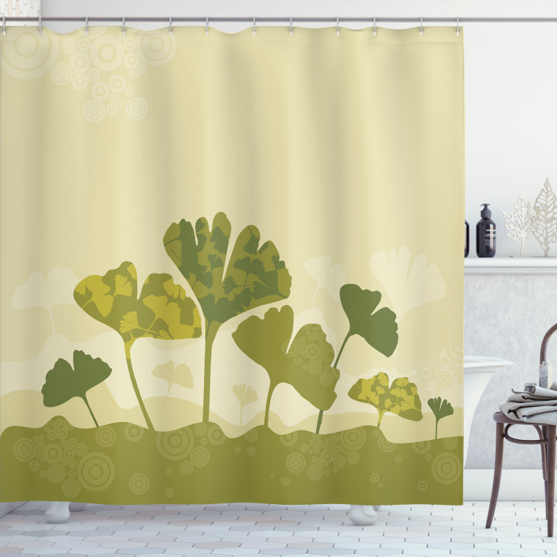 Natural Curved Tree Leaves Shower Curtain