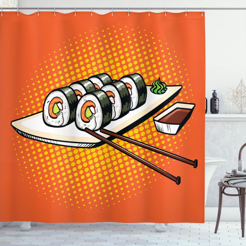 Japanese Dish with Wasabi Shower Curtain