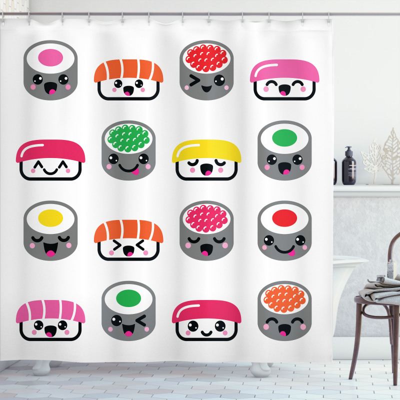 Kawaii Style Sushi Shower Curtain