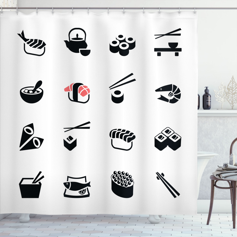 Minimalist Japanese Dishes Shower Curtain