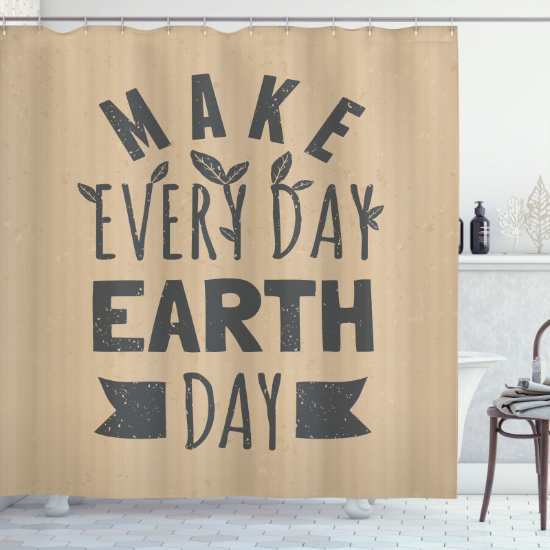 Typographic Words Earth Day Shower Curtain
