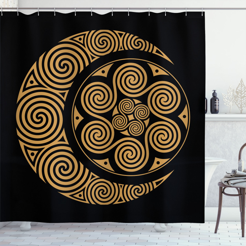 Celtic Moon and Sun Boho Shower Curtain
