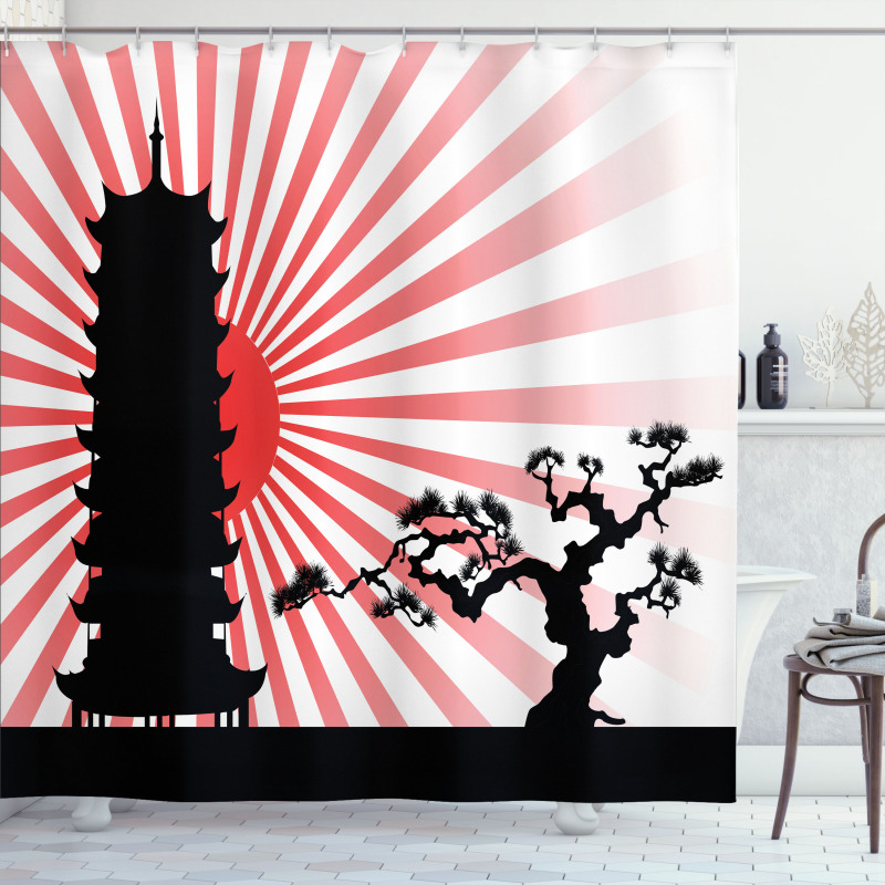 Shinto Building and Tree Shower Curtain