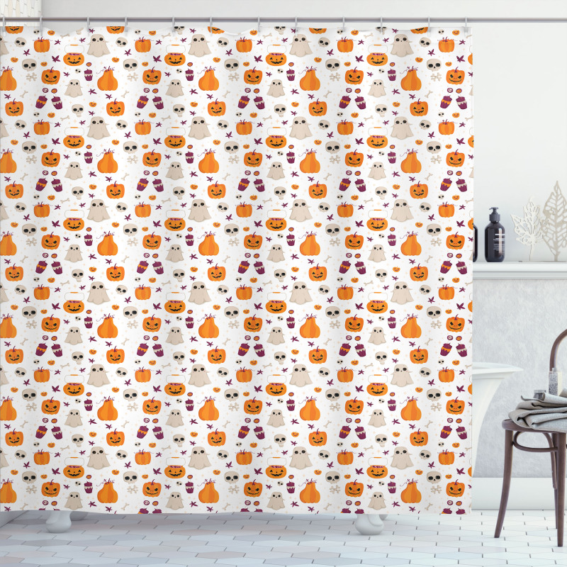 Halloween Party Cartoon Style Shower Curtain