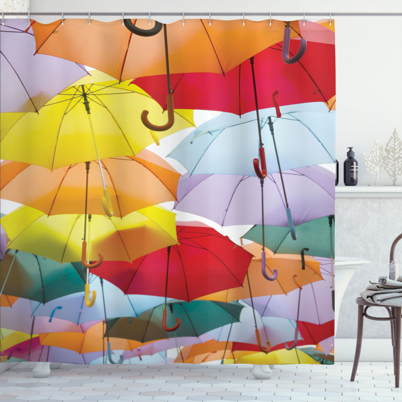 Hanged Vivid Umbrellas Shower Curtain