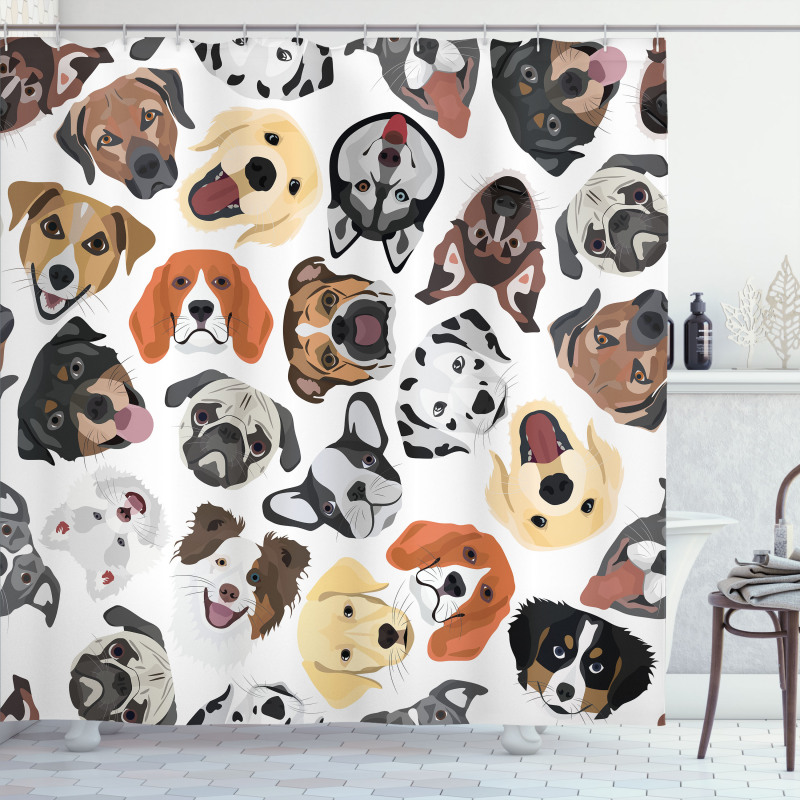 Faces of Various Dog Breeds Shower Curtain