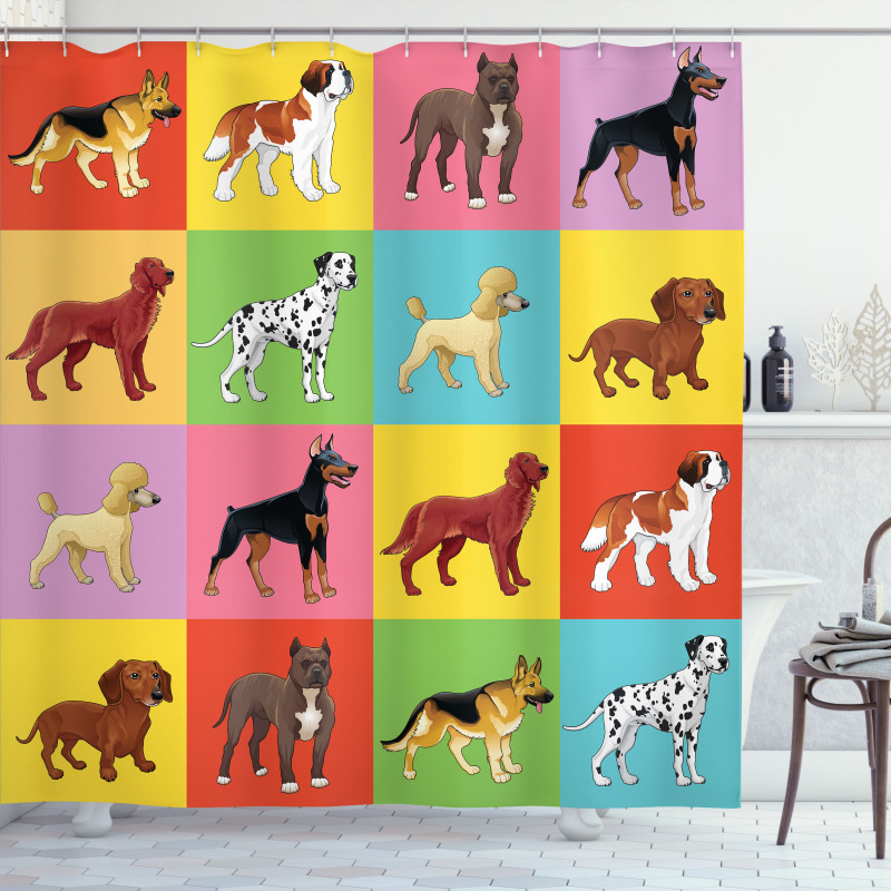 Different Breeds Animal Lover Shower Curtain