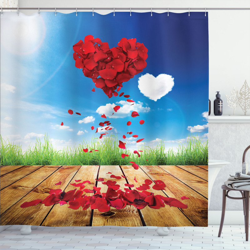 Rose Leaves Heart Shower Curtain