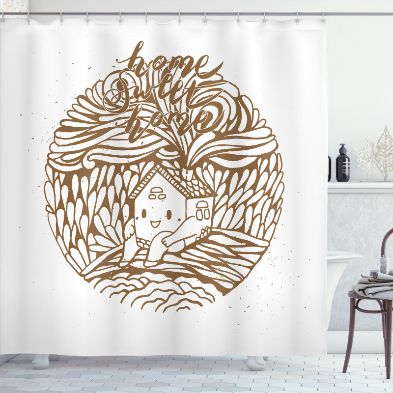 Monochrome House Shower Curtain