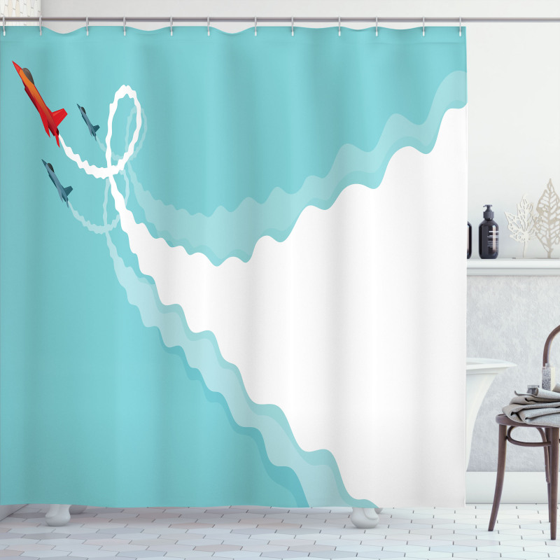 Acrobatic Flying Jets Doodle Shower Curtain