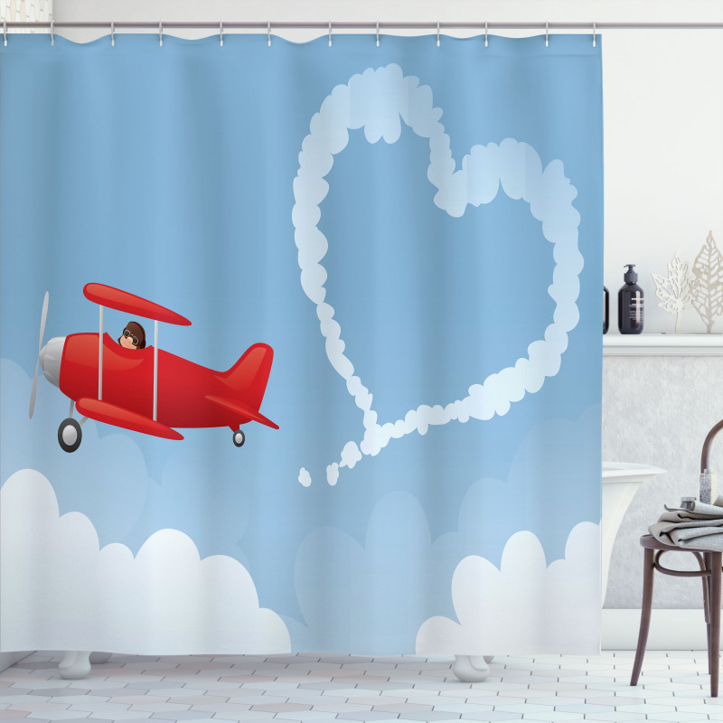 Heart Shape with Plain Trail Shower Curtain