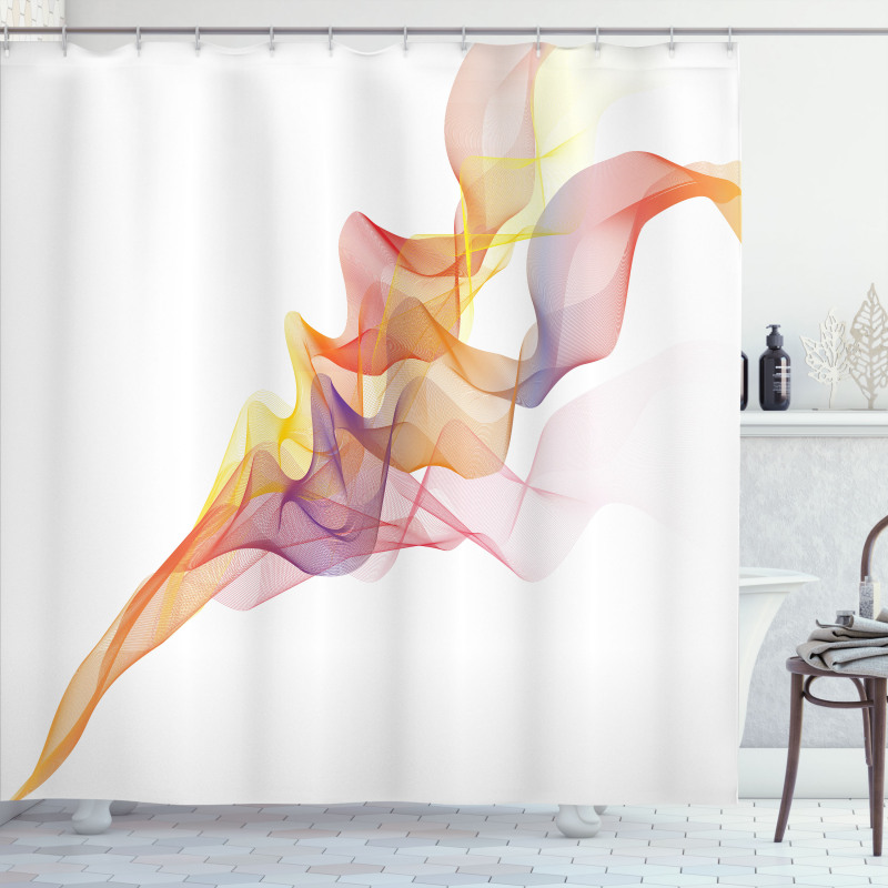 Colorful Abstract Lines Waves Shower Curtain