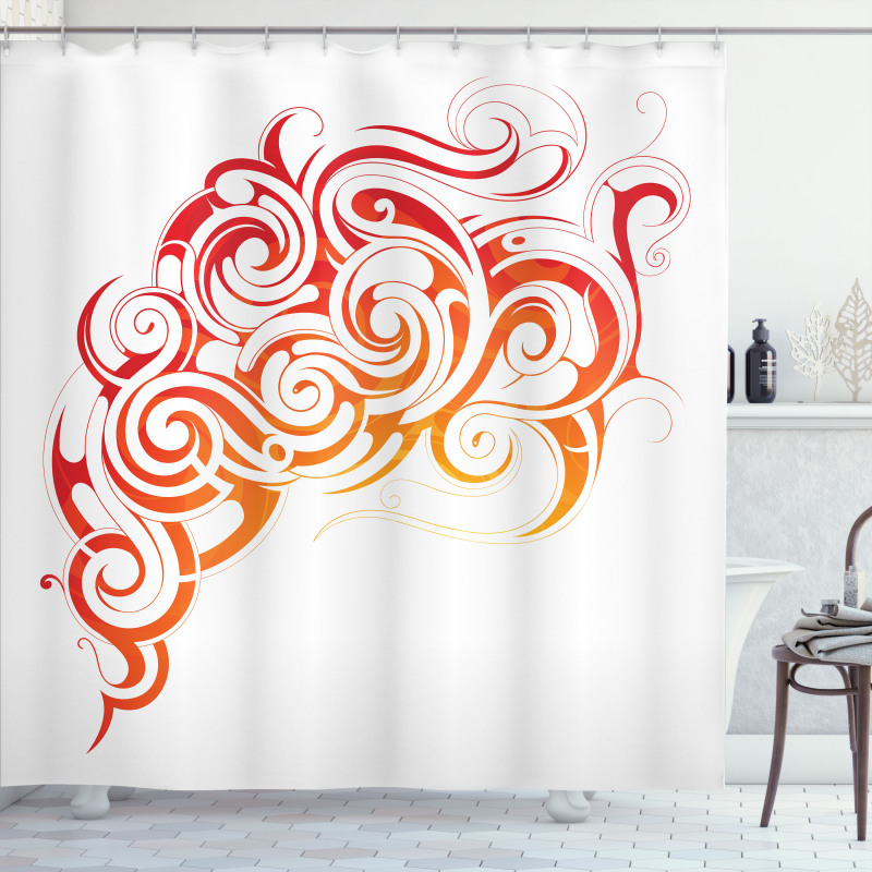 Orange Tones Abstract Curls Shower Curtain