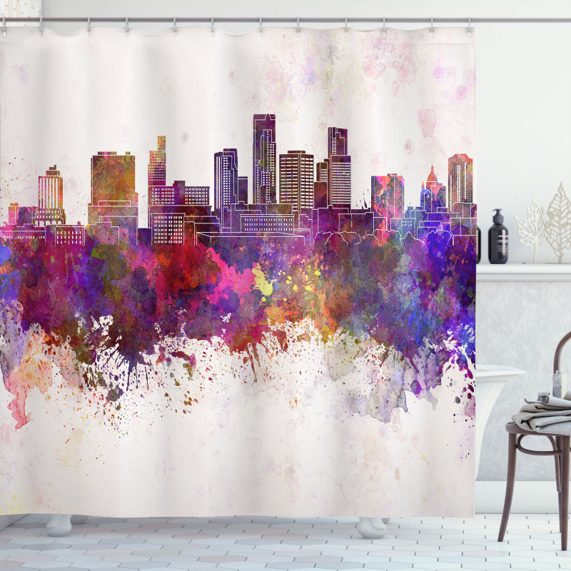 Grunge Splashes Cityview Shower Curtain