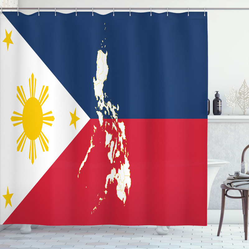 Map and Flag of Country Shower Curtain