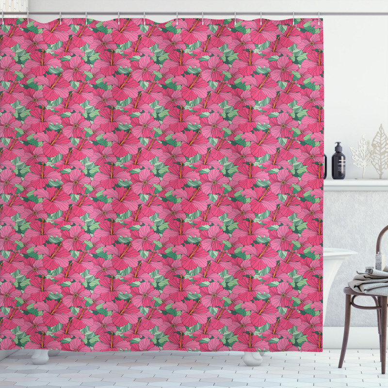Flourishing Hibiscus Blooms Shower Curtain