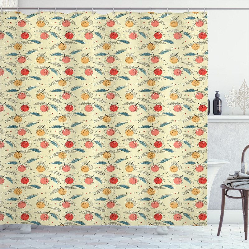 Fresh Tangerines with Leaves Shower Curtain