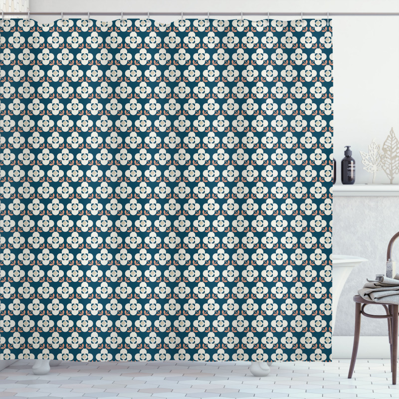 Simple 4 Petal Flowers Shower Curtain