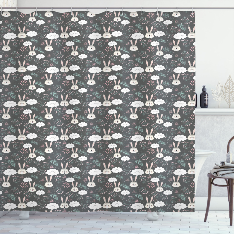 Sleeping Bunnies and Clouds Shower Curtain